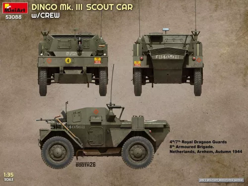 MiniArt Dingo Mk. III Scout Car w/ Crew – 1:35 harcjármű makett