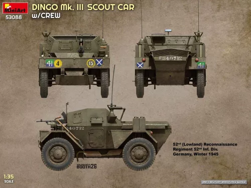 MiniArt Dingo Mk. III Scout Car w/ Crew – 1:35 harcjármű makett