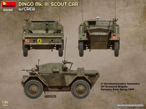 MiniArt Dingo Mk. III Scout Car w/ Crew – 1:35 harcjármű makett