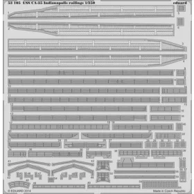   Eduard Accessories USS CA-35 Indianapolis railings f.Academ - fotómaratott korlát- és fedélzetrészletek