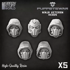 Green Stuff World Puppetswar - Ninja Veteran Heads