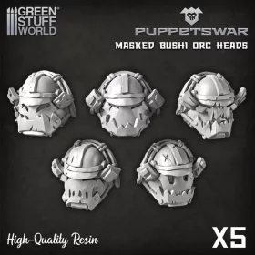 Green Stuff World PuppetsWar - Masked Bushi Ork Heads