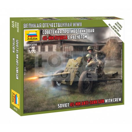 Zvezda Soviet 45 mm Anti-Tank Gun with Crew makett 1:72 (6112Z)