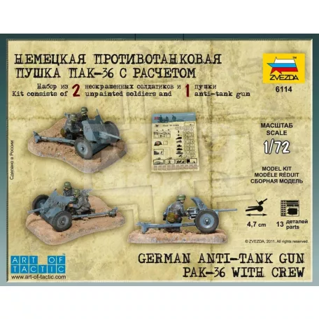 Zvezda German Anti-Tank Gun PAK-36 with Crew makett 1:72 (6114Z)