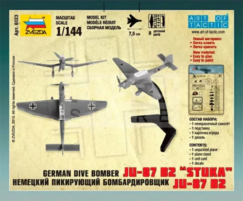 Zvezda German Dive Bomber JU-87 B2 Sluka makett 1:144 (6123Z)