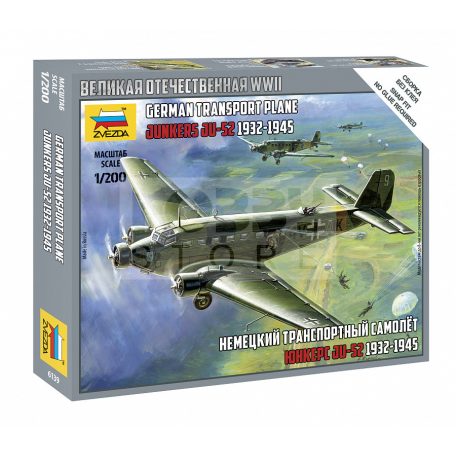 Zvezda German Transport Plane Junkers JU-52 /1932-1945/ makett 1:200 (6139Z)