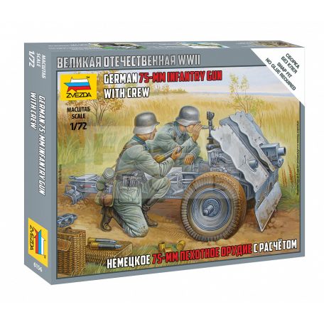 Zvezda German 75-mm Infantry Gun makett 1:72 (6156Z)