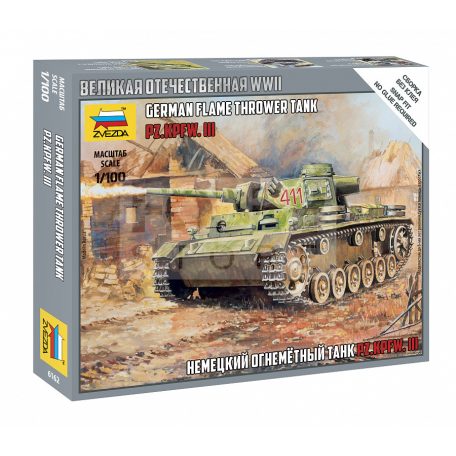 Zvezda Panzer III Flamethrower Tank makett 1:100 (6162Z)