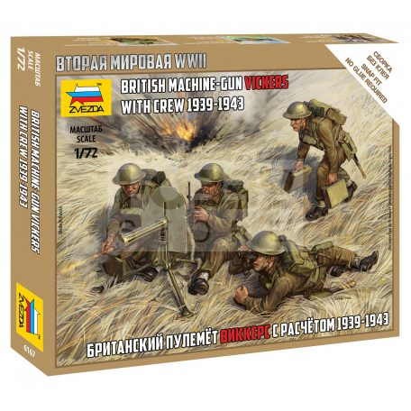 Zvezda British Machine Gun w/crew 39-42 makett 1:72 (6167Z)