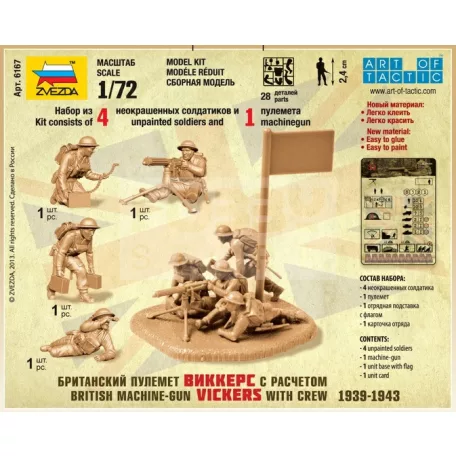 Zvezda British Machine Gun w/crew 39-42 makett 1:72 (6167Z)