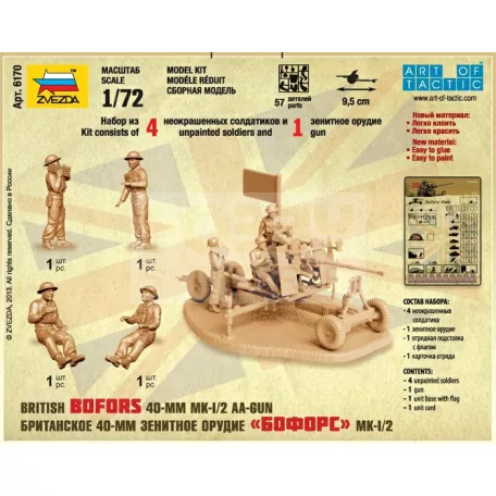 Zvezda British Bofors 40mm Mk-2 AA-Gun makett 1:72 (6170Z)