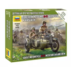   Zvezda Soviet M-72 Sidecar Motorcycle w/Crew makett 1:72 (6277Z)