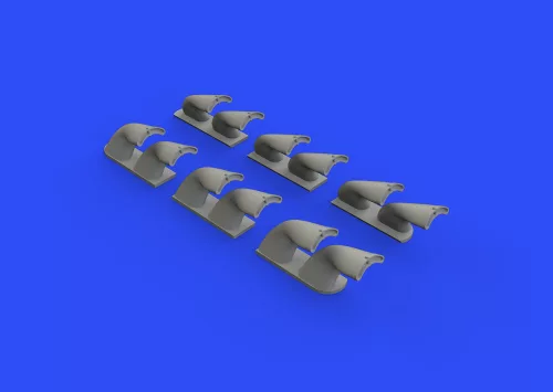 Eduard Accessories P-40 exhaust stacks fishtail f.Hasegawa - halfarok típusú kipufogócsonkok