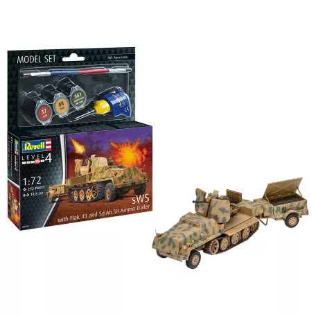 Revell Model Set sWS with Flak43 and Sd.Ah58 Ammo Trailer 1:72 harcjármű makett 63293R