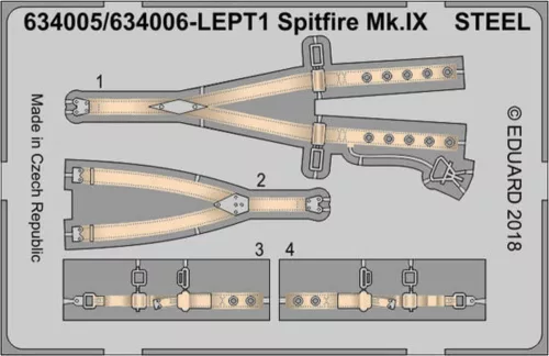 Eduard Accessories Spitfira Mk.IX late LööK for Tamiya - LööK műszerfal- és biztonságiöv-készlet