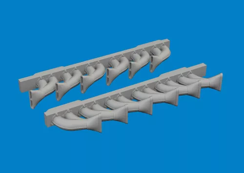 Eduard Accessories P-39 exhaust stacks fishtail PRINT - 3D nyomtatott halfarok típusú kipufogócsonkok