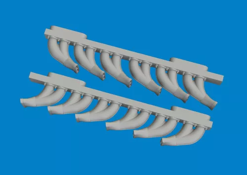 Eduard Accessories P-39 exhaust stacks fishtail PRINT - 3D nyomtatott halfarok típusú kipufogócsonkok