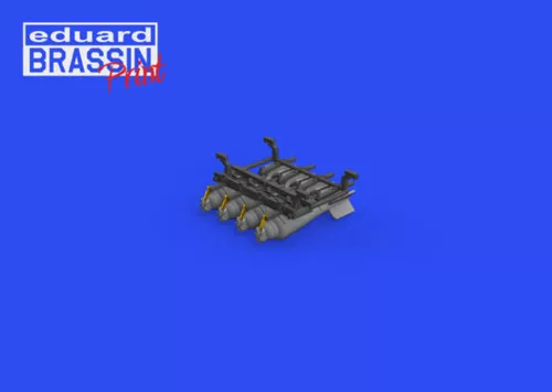 Eduard Accessories Sopwith Camel 20lb bomb carrier for EDUARD - Sopwith Camel – 20 fontos bombafelfüggesztő négy bombával, Eduard maketthez
