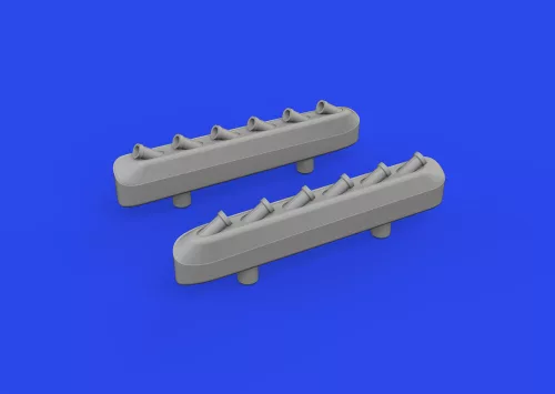 Eduard Accessories P-51D exhaust stacks w/ fairing PRINT - 3D nyomtatott kipufogócsonkok