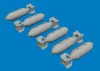 Eduard Accessories US 500lb bombs PRINT - US 500lb bomba – bombafegyverzet-készlet