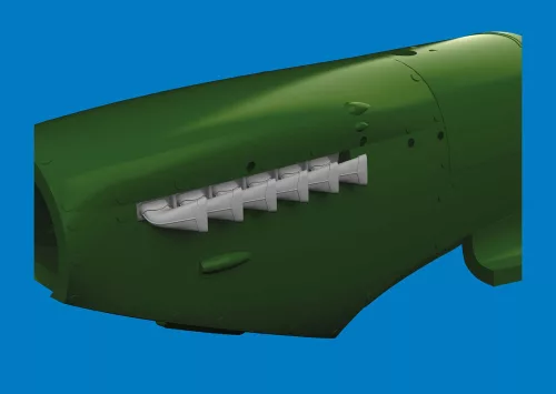 Eduard Accessories Spitfire Mk.V six-stacks exhaust fishtail PRINT for Eduard - 3D nyomtatott halfarok típusú kipufogócsonkok