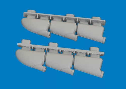 Eduard Accessories Spitfire Mk.V three-stacks exhaust rounded PRINT for Eduard - 3D nyomtatott kipufogócsonkok