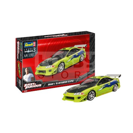 Revell Model Set Fast & Furious Brian's 1995 Mitsubishi Eclipse 1:25 autó makett 67691R