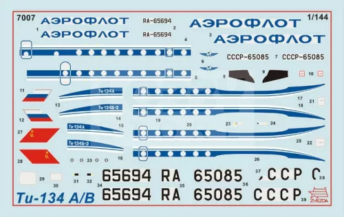 Zvezda Tupolev Tu-134B makett 1:144 (7007Z)