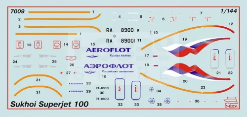 Zvezda Sukhoi Superjet 100 1:144 makett (7009Z)