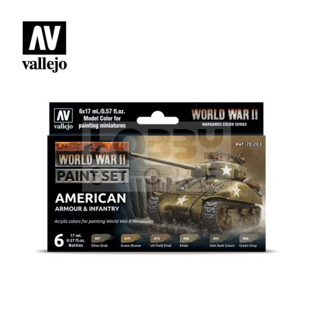Vallejo WWII American Armour & Infantry festékszett 70203