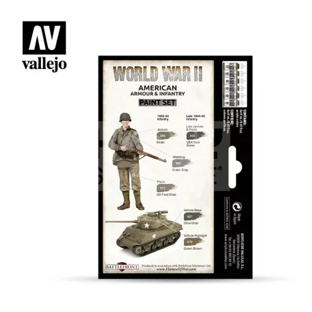 Vallejo WWII American Armour & Infantry festékszett 70203