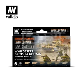   Vallejo Model Color - WWII Desert British & German Armour & Infantry - festékszett 70208