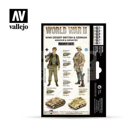 Vallejo Model Color - WWII Desert British & German Armour & Infantry - festékszett 70208