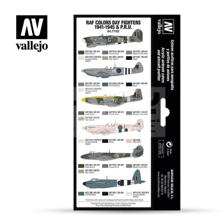 Vallejo Model Air - RAF colors Day Fighters 1941-1945 & P.R.U. - festékszett 71162