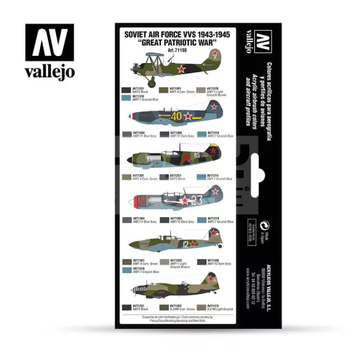 Vallejo Model Air - Soviet Air Force VVS 1943 to 1945 “Great Patriotic War” - festékszett 71198