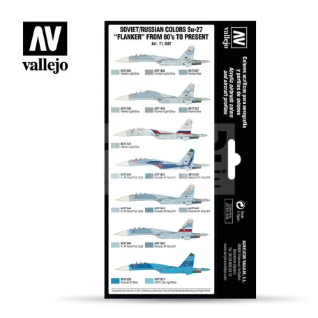 Vallejo Model Air -Soviet/Russian colors Su-27 “Flanker” from 80’s to present - festékszett 71602