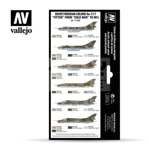 Vallejo Model Air -Soviet/Russian colors Su-7/17 “Fitter” from “Cold War” to 90’s - festékszett 71604