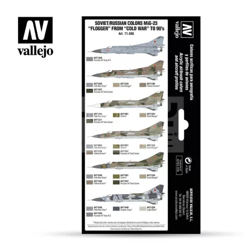 Vallejo Model Air - Soviet/Russian colors MiG-23 “Flogger” from 70’s to 90’s - festékszett 71606