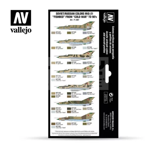 Vallejo Model Air - Soviet-Russian colors MiG-21 “Fishbed” from 50’s to 90’s - festékszett 71607