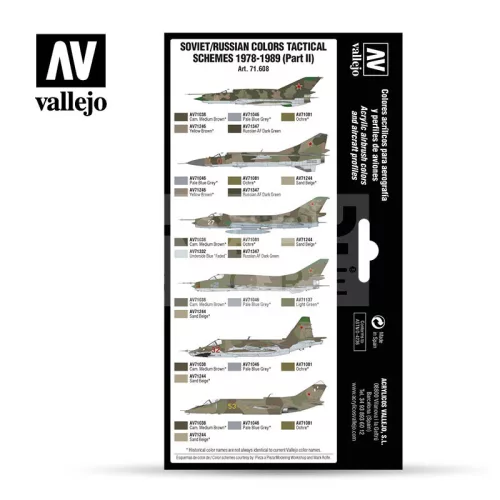 Vallejo Model Air -Soviet/Russian colors Tactical Schemes 1978-1989 (Part II) - festékszett 71608