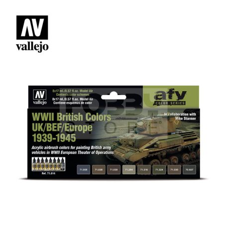 Vallejo Model Air - WWII British Colors UK/BEF/Europe 1939-1945 - festékszett 71614
