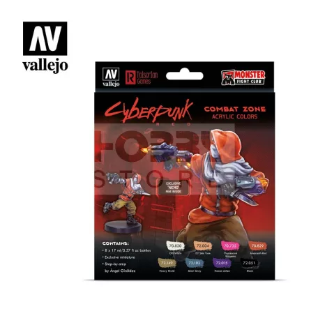 Vallejo Cyberpunk Combat Zone festékszett + Exclusive figura 72307