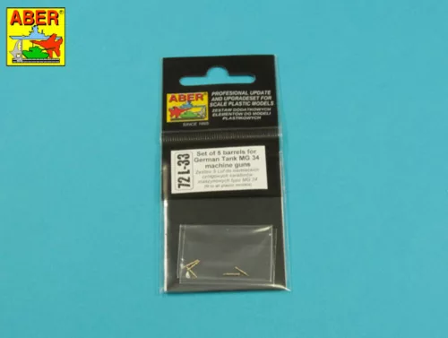 Aber Models Set 0f 5 Barrels for Tank MG 34 - MG 34 harckocsi-géppuskacsövek – 5 db