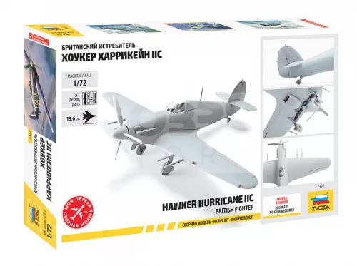 Zvezda Hawker Hurricane Mk II C makett 1:72 (7322Z)