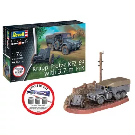   Revell Starter Kit Krupp Protze KFZ 69 with 3,7cm Pak – 1:76 katonai teherautó makett