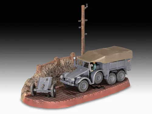 Revell Starter Kit Krupp Protze KFZ 69 with 3,7cm Pak – 1:76 katonai teherautó makett