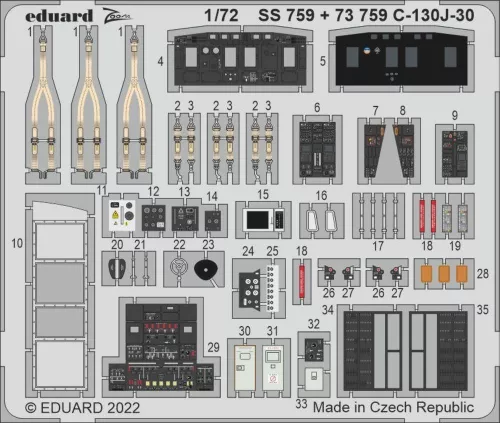 Eduard Accessories C-130J-30 interior for ZVEZDA - C-130J-30 belsőtér-részletező készlet