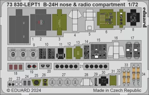 Eduard Accessories B-24H nose & radio compartment 1/72 - B-24H orr- és rádiórekesz