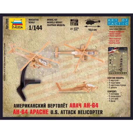 Zvezda Apache Helicopter makett 1:144 (7408Z)