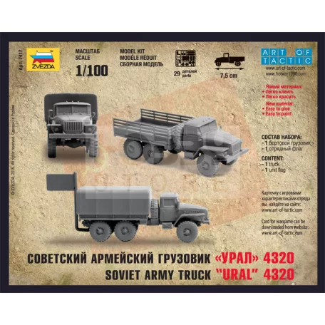 Zvezda Soviet Army Truck 'Ural' 4320 makett 1:100 (7417Z)